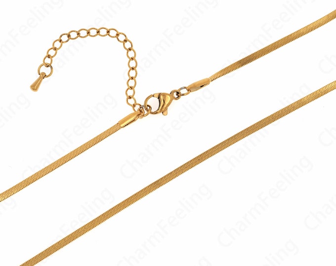 Flat Necklace,Stainless Steel Chain Classic Chain Necklace Gold Necklace, Dainty Chain Necklace,  Layered Necklace,37+6cm