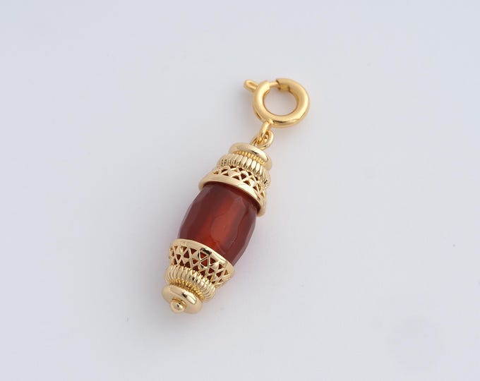 18K Gold filled Minimal Necklace Simple Gold Bar Pendant,Natural Stone Necklace ,Christmas present,Holiday gift  34x8.2mm