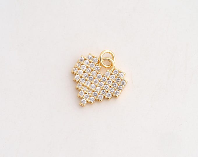 CZ Heart Pendant,Love Pendant,18K Gold Filled Heart Charm,DIY Jewelry Accessories,18.7x14.4x2.2mm