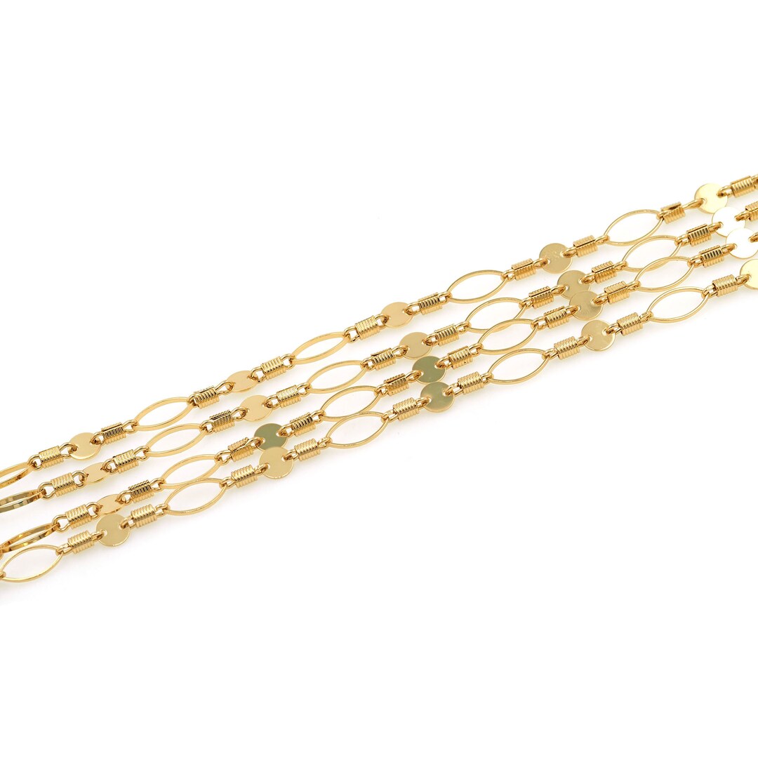 1 Meter, 18K Gold Filled Cable Chain, Semifinished Texture Chain, Layer Chain, Brass Chain
