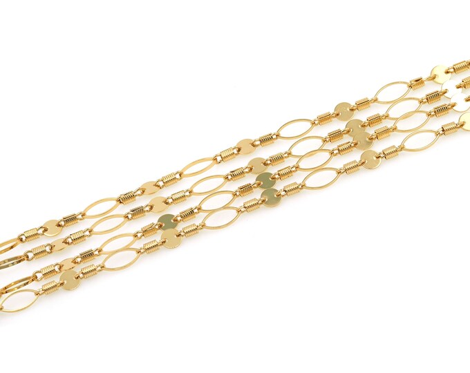 1 Meter, 18K Gold Filled Cable Chain, Semi-Finished Texture Chain, Layer Chain, Brass Chain, Bracelet And Necklace Accessories, 7mm