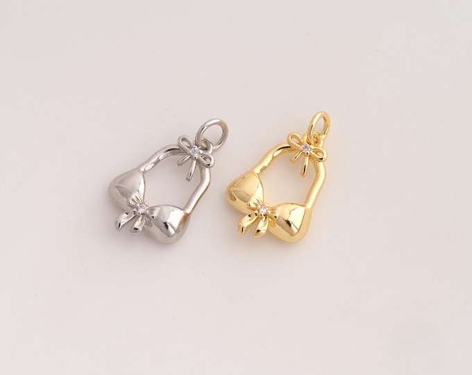 CZ Bikini Pendant,Bra Pendant,18K Gold Filled Bikini Charm,DIY Jewelry Accessories,20.6x12.2x4mm