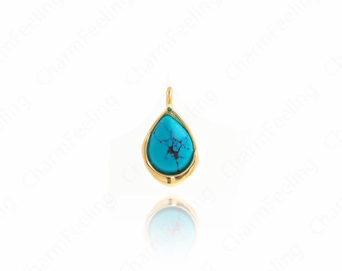 Teardrop Pendant,Natural Stone Waterdrop Necklace,18K Gold Filled Teardrop Charm,DIY Jewelry Supplies,14x8x4.5mm