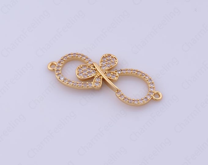 Unlimited Connectors,Infinite Bracelet,18K Gold Filled Butterflry Connectors,Brass Infinite Charm,DIY Jewelry Supplise,36.6x14.6x3mm