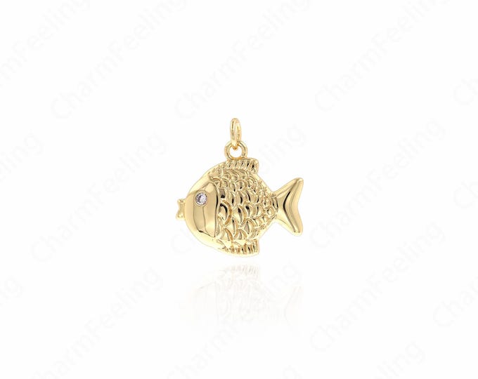 Fish Jewelry, Dainty Fish Necklace, Tropical Fish Pendant, 18K Gold Filled Fish Pendant,Marine Life Jewelry, 21x19.5x2.3mm