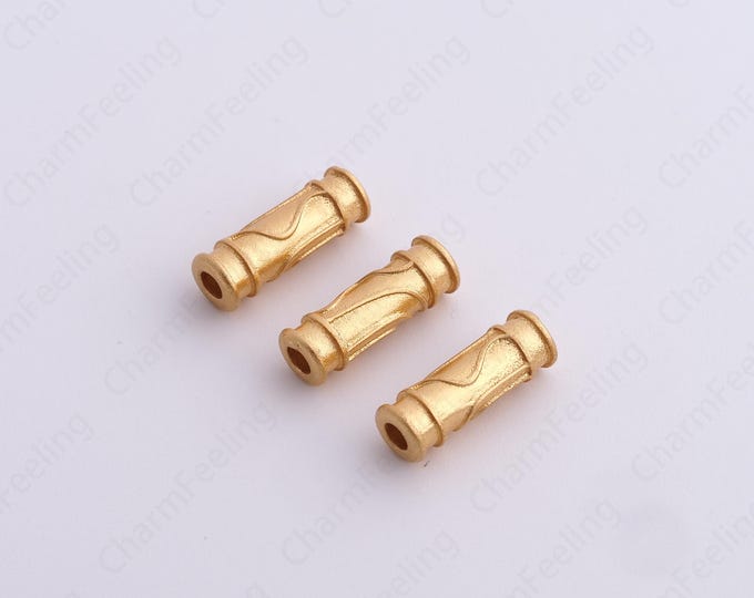 Gold Cylinder Spacer Beads, 18K Gold Filled Tube Beads,Dainty Cylinder Bracelet Necklace Spacer Beads, DIY Jewelry Supplies,13.6x4.6mm