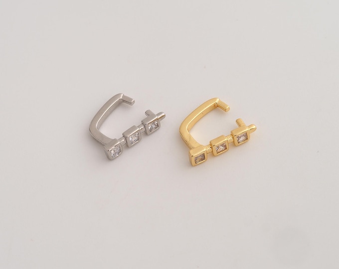 CZ Clip-On Clasp, Clip-On Clasp, 18K Gold Filled Clip-On Clasp, DIY Jewelry Making Supplies, 13x8.5x3mm