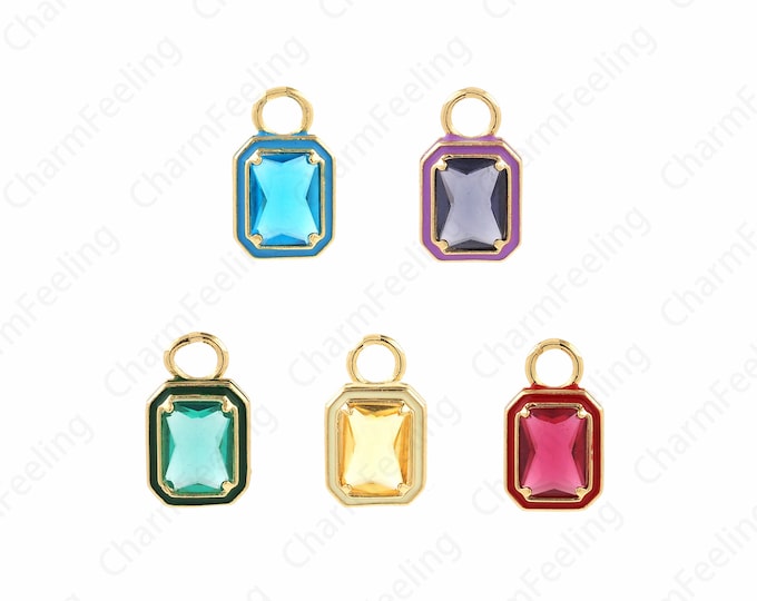 Medal Charm, Micropavé CZ Rectangular Pendant, 18K Gold Filled Geometric Necklace, Suitable For DIY Jewelry Making Accessories,15.2x9x3.7mm