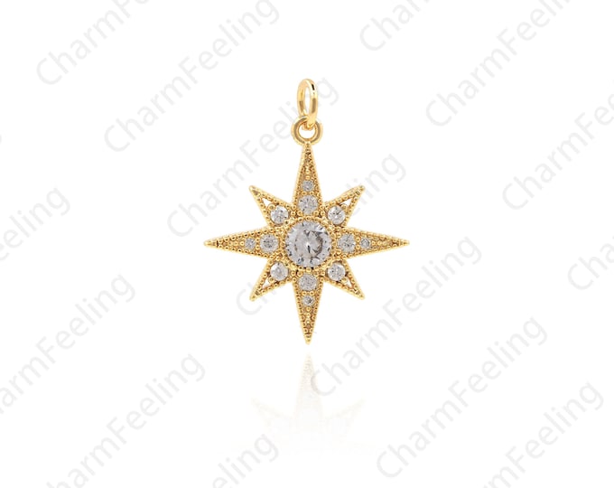 Exquisite Micro-Pave Polaris Pendant, Polaris Necklace, Polaris Pendant, Star Jewelry, DIY Jewelry Making Accessories 16.7x5.8x1.5mm 1pcs