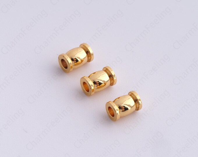 10 pcs Gold Round Spacer Beads, 18K Gold Filled Tube Beads,Dainty Round Bracelet Necklace Spacer Beads, DIY Jewelry Supplies,6x4mm