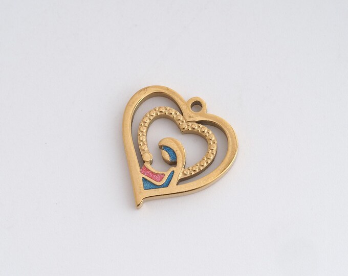 Micropavé CZ Heart Necklace,Dainty Heart Charm, 18K Gold Filled Heart Pendant, Love Necklace, DIY Jewelry Accessories 17x16.3x1.8mm