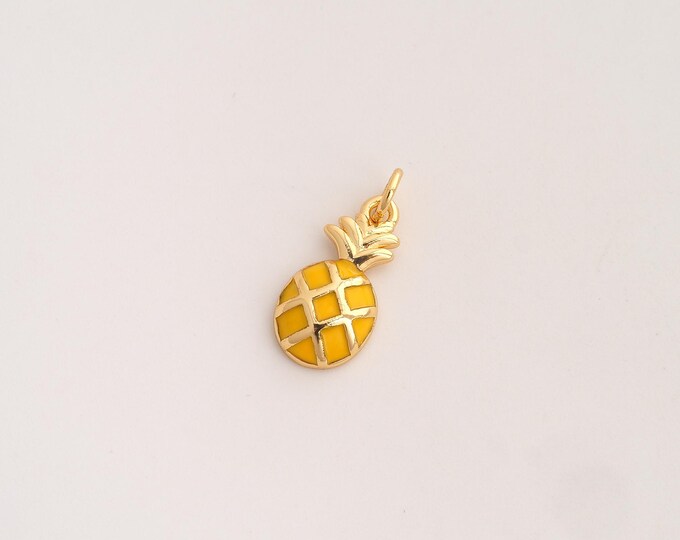 Enamel Pineapple Pendant,Fruit Pendant,18K Gold Filled Pineapple Charm,DIY Jewelry Accessories,20x8.5x3.2mm