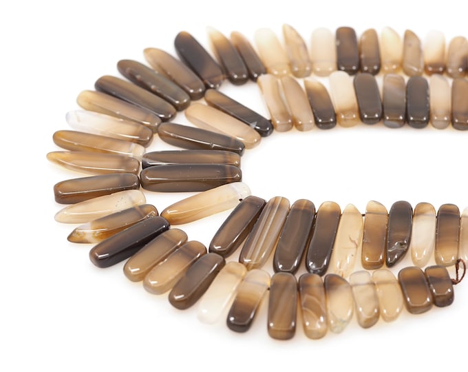 Black Natural Stone Barrel Beads, Natural Stone Necklace, Rectangular Beads,Rectangular Gemstone Chain, Bar Gemstone Chain, 10-12x28-48 mm
