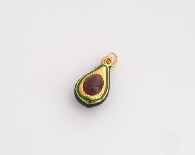 Enamel Avocado Charms,Dainty Fruit Charm, 18K Gold Filled Avocado Pendant,DIY Jewelry Accessories 18.8x9.2x6.4mm