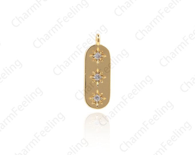 Oval Star Necklace, Rectangular Pendant, Star Necklace, Star Charm, Star Jewelry, DIY Jewelry Making Supplies 16.7x5.8x1.5mm 1pcs