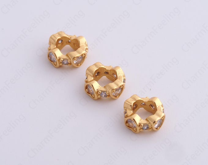 Gold Heart Spacer Beads, 18K Gold Filled Tube Beads,Dainty Round Bracelet Necklace Spacer Beads, DIY Jewelry Supplies,8x3.6mm