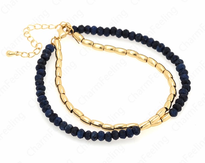 Individual Bracelet,18K Gold Filled Beaded Bracelet,Stone Bracelet, Daily Bracelet,Friendship Bracelet,17cm