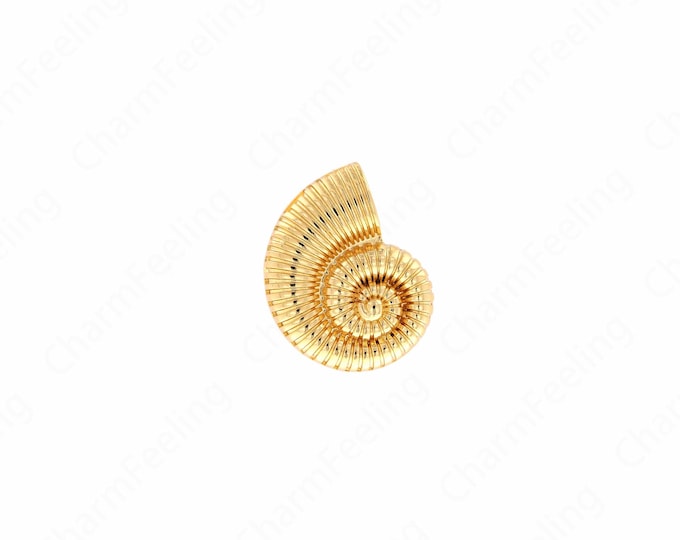 18K Filled Gold Ocean Charm Necklace, Conch Pendant, Beach Charm, DIY Jewelry Making Accessories 27.5x21.7x6.5mm