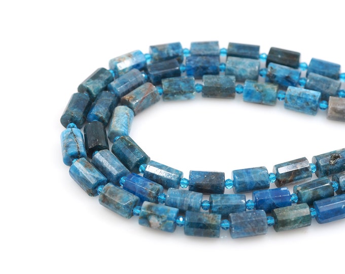 Blue Apatite Crystal Gemstone Beads, Cylindrical Beads, Natural Stone Necklaces, Gemstone Necklaces, DIY Bracelet Accessories, 10x14mm