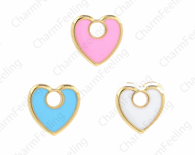 Heart-Shaped Necklace, Enamel Heart Charm,Enamel Charm Enamel Heart-Shaped Pendant, DIY Jewelry Making Accessories 9.7x9.7x2mm