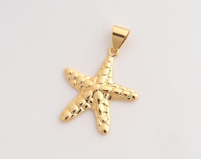 Starfish Pendant,Starfish Pendant,18K Gold Filled Starfish Charm,DIY Jewelry Accessories,40.3x28.6x3mm