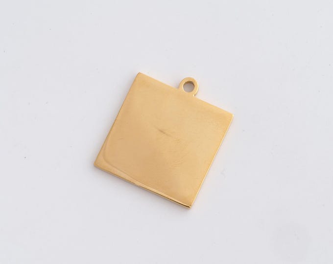 Stainless Steel Square Pendant,Square Charms, Square Charm, DIY Jewelry Supplies, 23x20x1.6mm
