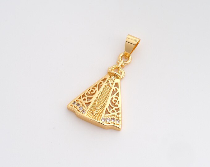CZ Pope Pendant,Religious Pendant,18K Gold Filled Christian Charm,DIY Jewelry Accessories,29.8x17.5x3mm