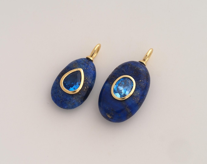 Natural Stone Pendant,Energy Stone Pendant,18K Gold Filled Stone Charm,DIY Jewelry Accessories,Big 29.8x15x8.6mm Small 26.6x13x8mm