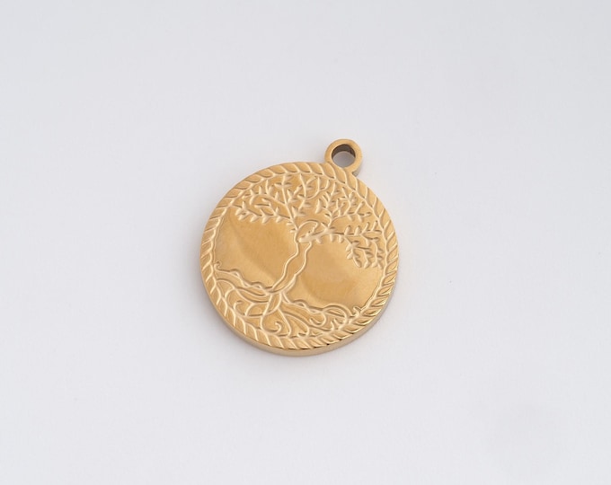 18K Gold Filled Round Coin Pendant,Disc Necklace,DiscPendant, Disc Charm, DIY Jewelry Accessories 18.6x16x2mm
