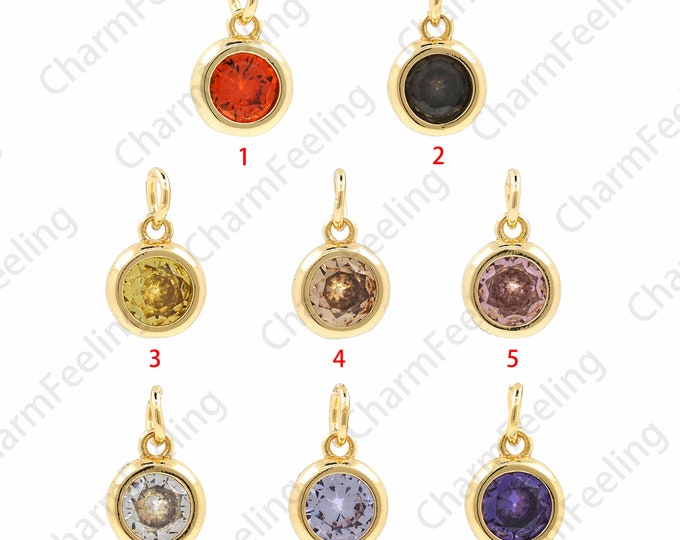 18K Gold Filled Round Pendant, Micropavé CZ Round Coin Pendant, Coin Charm, Round Charm, DIY Jewelry Accessories, 13x8x3.5mm