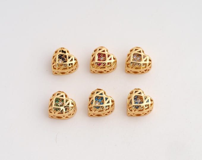 10 pcs 18K Gold Filled Gemstone Spacer Beads,Heart Gemstone Beads,Heart Beads,DIY Jewelry Supplies,8x8mm
