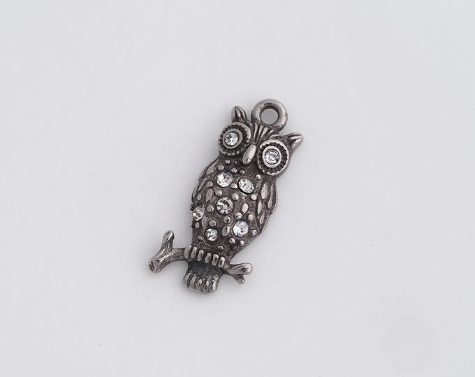 Retro Owl Pendant,Retro Bird Necklace,Stainless Steel Owl Charm,DIY Jewelry Supplies 26.4x10.4x4.2mm