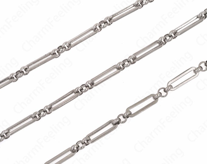 Silver FilledSquare Chain,Silver Chain, Stainless Steel Chain Ring Chain Necklace,  Layered Necklace, Classic Chain Necklace 14x4.5x1mm