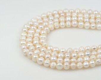 Natural 7-8mm 3 Row AAA White Cultured Pearl Necklace 20-22 Inch Natural 7-8mm 3 Row AAA White Cultured Pearl Necklace 20-22 Inch