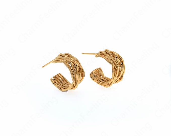 Thick Gold Earrings, 18K Gold Filled Women's Earrings, Crescent Moon Earrings, Simple Earrings, Fashionable Earrings,18x19x9mm