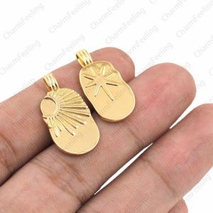 North Star Charm,Rectangle North Star Pendant,Sun with rays Sunshine Charm,gold sun charms,sunburst charm 24.5×12.8×1.7mm 23×12×1.8mm 1pcs