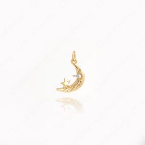Moon Star Pendant,18K Gold Filled Moon Charm, Star Charm, Crescent Pendant,DIY Jewelry Supplies 18.5x8.8x1.7mm