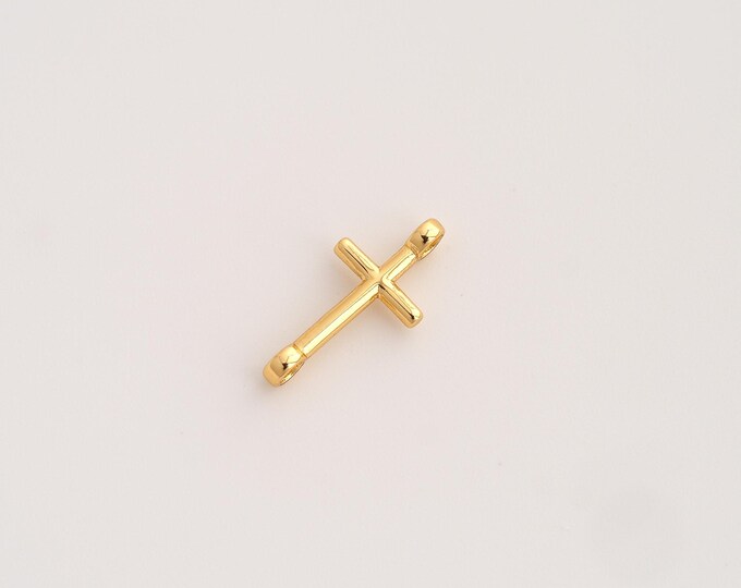 Cross Connector,Religious Connector,18K Gold filled Christian Connector,DIY Bracelet Accessories, 17.4x8.3x1.7mm