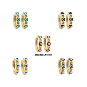 Hartoorbellen, 18 kt gold filled ronde oorbellen, micropavé CZ-oogoorbellen, email oorbellen, oorbelbedel, doe-het-zelf sieradenbenodigdheden, 13 x 14 x 3 mm