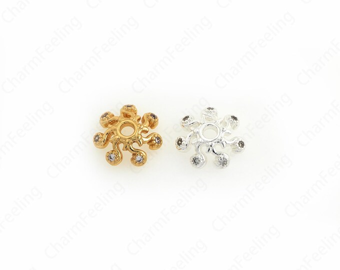 18K Gold Filled Flower Bead Caps,Pearl Caps,Round Bead Caps,Flower Caps,Spacer Jewelry, Brass Caps, DIY Gold Jewelry Making,9.7x3mm