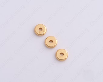 10 pcs 18K Gold Filled Flat Spacer Beads,Disc Spacer Beads,Flat Rectangle Beads,Flat Bead Bracelet,DIY Jewelry Supplies,5.8x1.5mm
