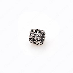 Vintage Silver Spacer Beads,Cylinder Spacer Beads,Silver Filled Round Beads,Large Hole Bead,DIY Jewelry Supplies,8x6.3mm