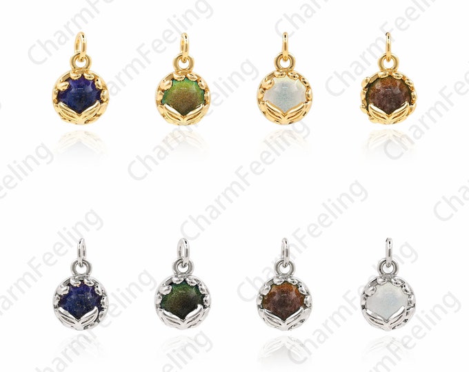 18K Gold Filled Round Pendant, Micropavé CZ Round Charm, Ball Pendant, Round Charm, DIY Jewelry Supplies, 12x7.5x4.8mm