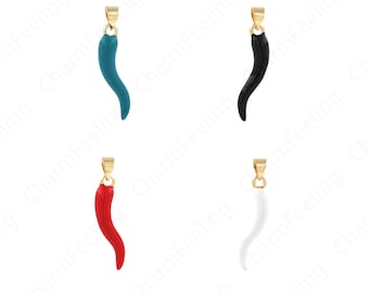 Enamel  Pendant, Pepper Necklace, 18K Gold Filled Enamel Pepper Pendant,Chili Charm, Pepper Charm, Enamel Star Necklace,30x6x5mm