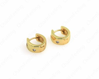 1 Pair 18K Gold Filled Huggie Hoops, Ear Hoops Charm, Simple Earrings, Perfect Gift For Her and For Girls,12x11.5x5.5mm