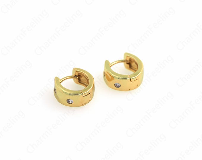 1 Pair 18K Gold Filled Huggie Hoops, Ear Hoops Charm, Simple Earrings, Perfect Gift For Her and For Girls,12x11.5x5.5mm