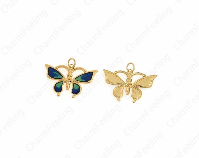 Micropavé CZ Butterfly Necklace,18K Gold Filled Butterfly Pendant,Butterfly Pendant, Insect Necklace,DIY Jewelry Accessory 21x26.5x1mm