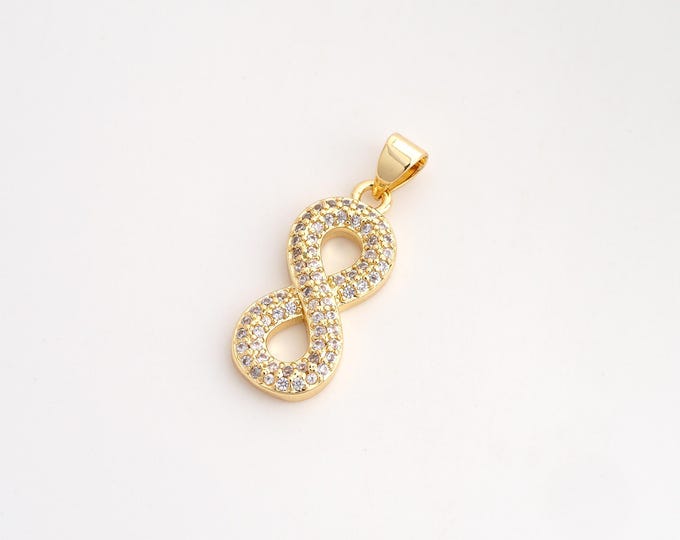CZ Infinity Pendant,Angel Wings Pendant,18K Gold Filled Infinity Charm,DIY Jewelry Accessories,27x9.7x3.3mm