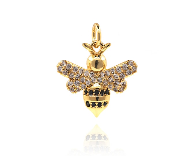 Bee pendant bracelet necklace  insect charm jewelry DIY handmade accessories 16*16*4mm 1pcs