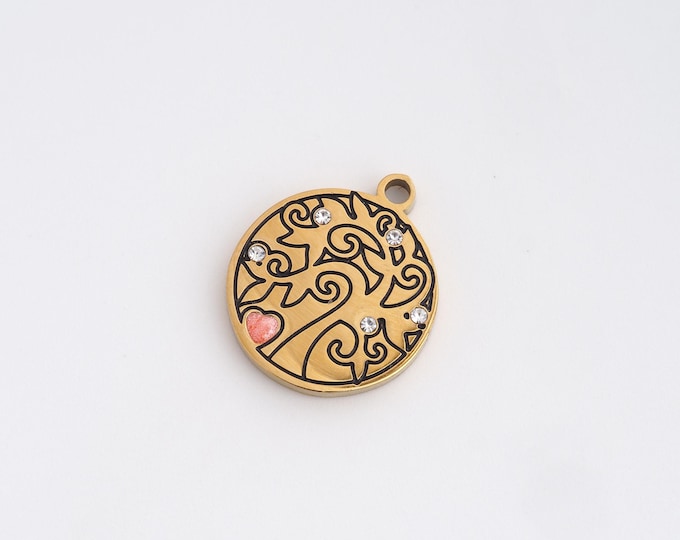 18K Gold Filled Tree Pendant,Disc Charms,Tree of Life Charm, DIY Jewelry Accessories 18.6x15.8x2.3mm